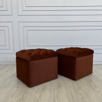 Пуф с каретной стяжкой и откидной крышкой