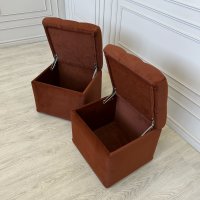Пуф с каретной стяжкой и откидной крышкой